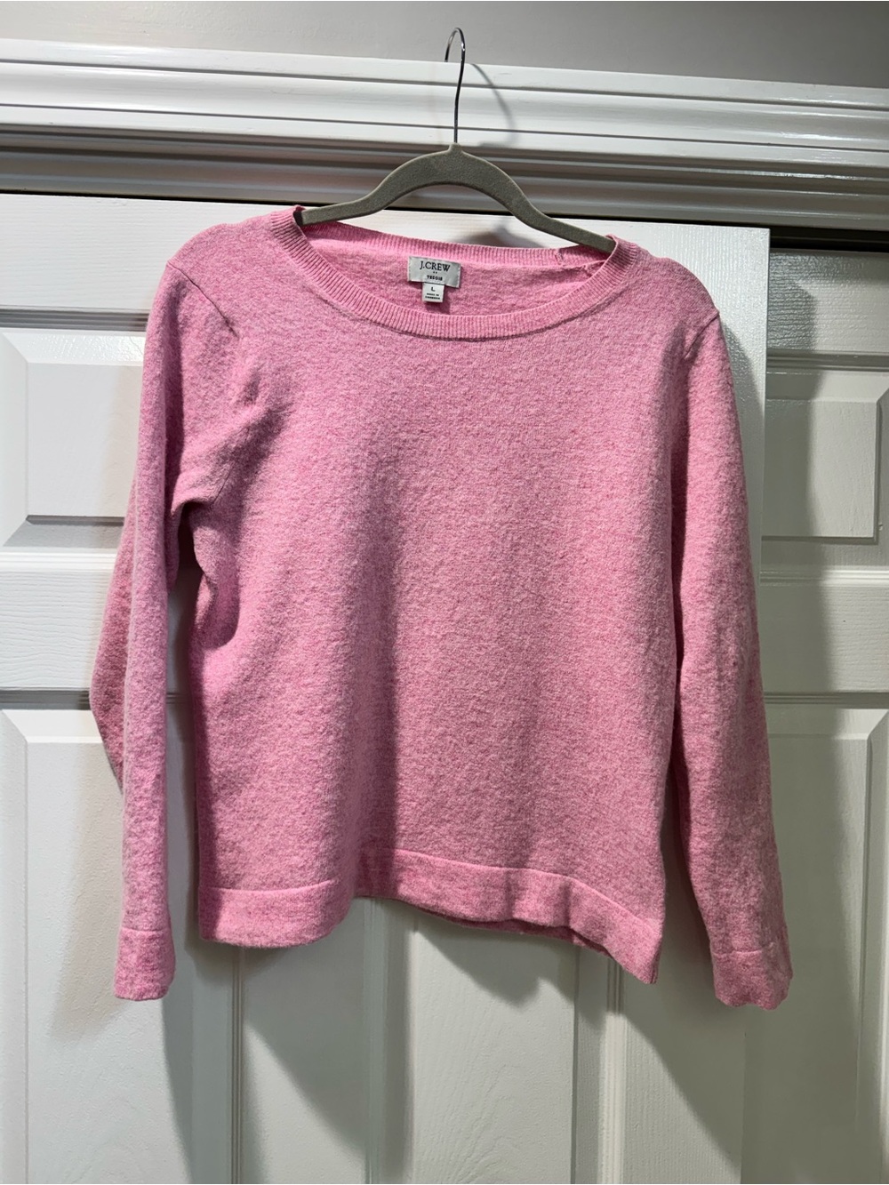 J. Crew Heathered Pink Crewneck Sweater large EUC